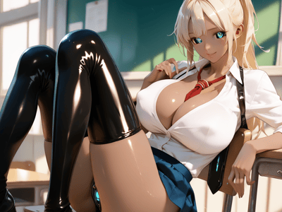 同桌的金发巨乳黑皮辣妹有点机械感