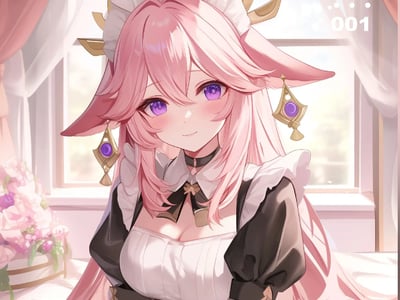 【粉色狐耳少女八重爱】之我❤️的贴身女仆（单人卡）