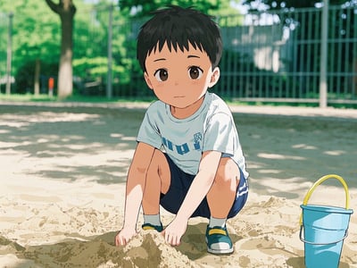 公园里的小男孩