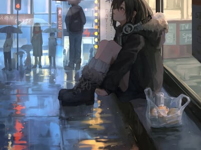 雨夜，公园，破碎的她......