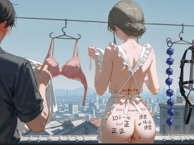 女仆居然在天台晾晒这种东西.......她的身体，你的菜单