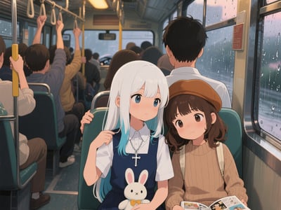 公交上的两位小学生