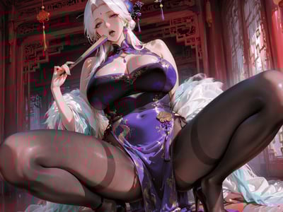 为了算准天机，清冷慵懒的阁主竟用骚屄求我日日注入道种！